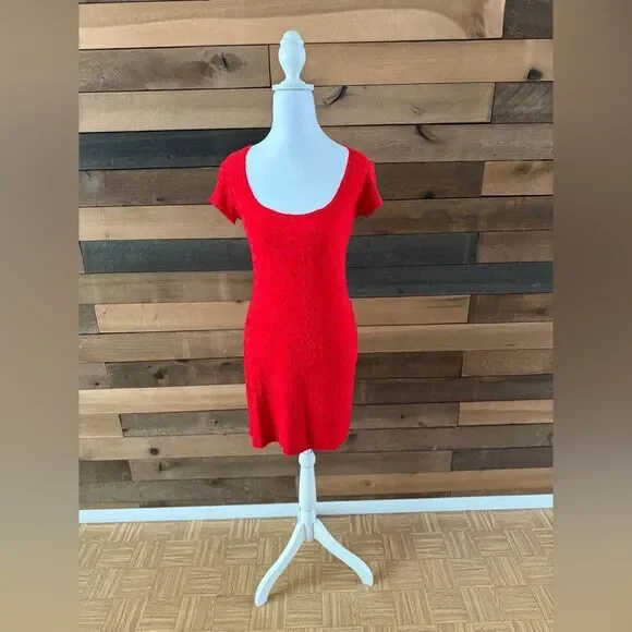 Vintage 90s All That Jazz Red Heart Textured Mini Dress - Picture 10 of 11